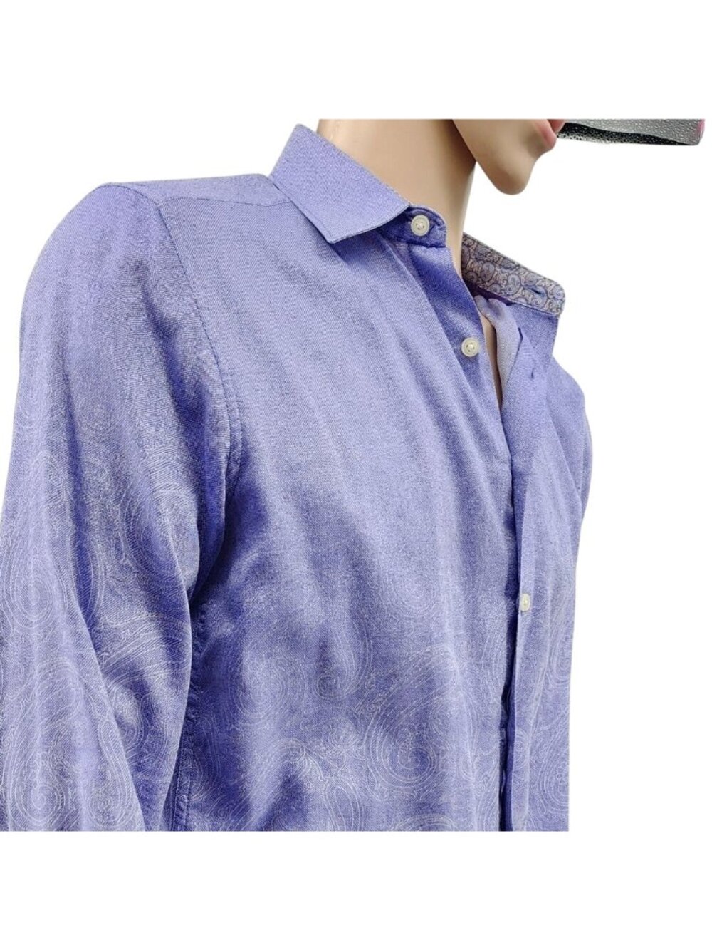 Robert Graham Mens Purple Paisley Long Sleeve Button-Down Shirt, Men's Small